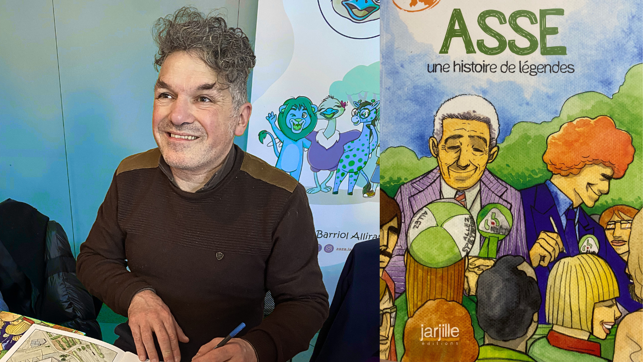 L’illustrateur Olivier Paire, auteur des dessins de la bande dessinée ASSE, une histoire de légende.