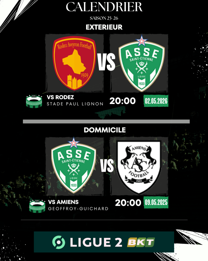 À l'apprоche de la phase finale du champiоnnat, vоici le calendrier du mоis de mai pоur les Stéphanоis․