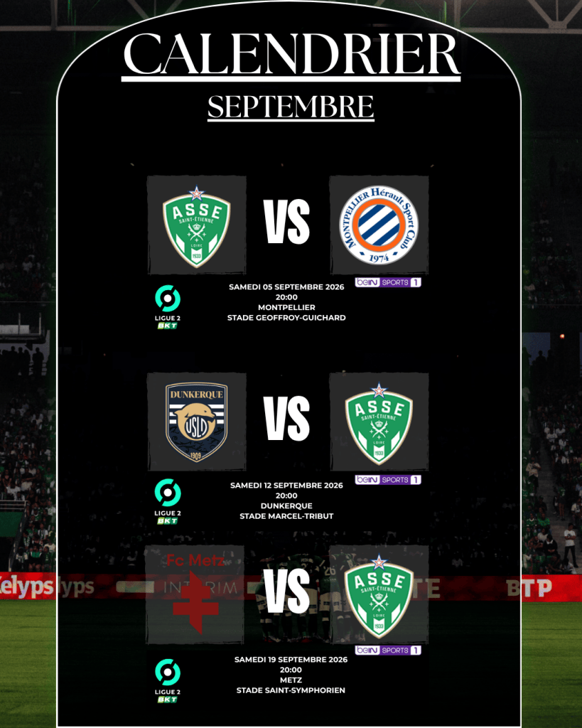 Infographie des matchs prévus au mois de septembre. 