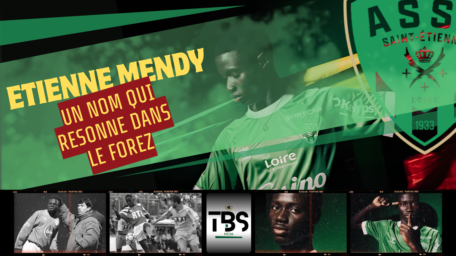 Montage consacré aux homonymes Étienne Mendy avec des images de l’ancien attaquant de l’ASSE et du jeune joueur sénégalais recruté par Saint-Étienne.